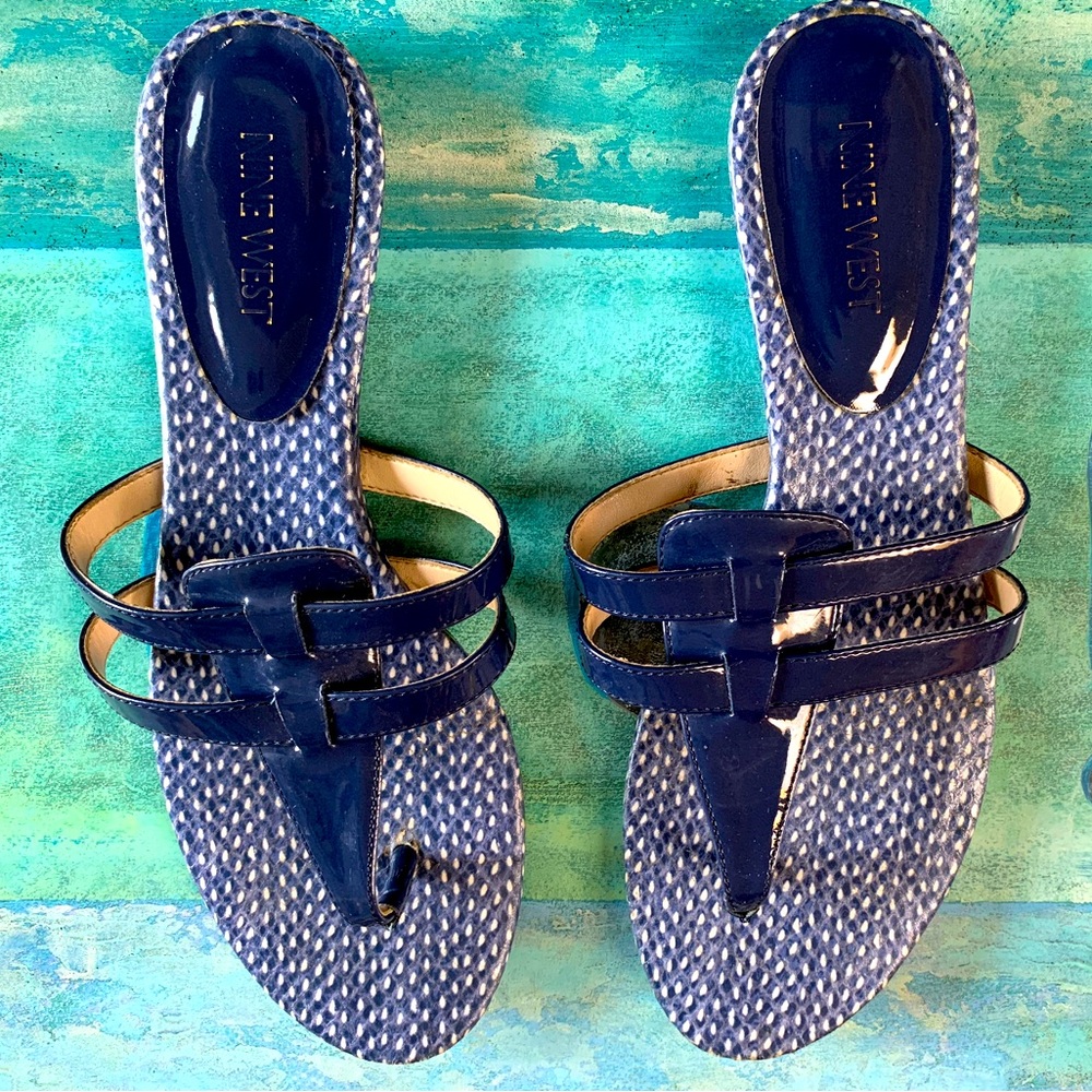 🦋Nine West Flat Navy Sandals